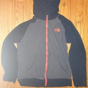 (B3G1) The North Face Kids' Black and Dark Gray Jacket with Red Zipper